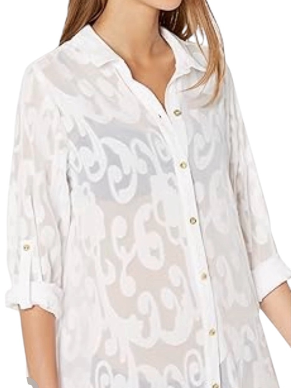 Lilly Pulitzer Swim Shirt Cover Up Dress Small White